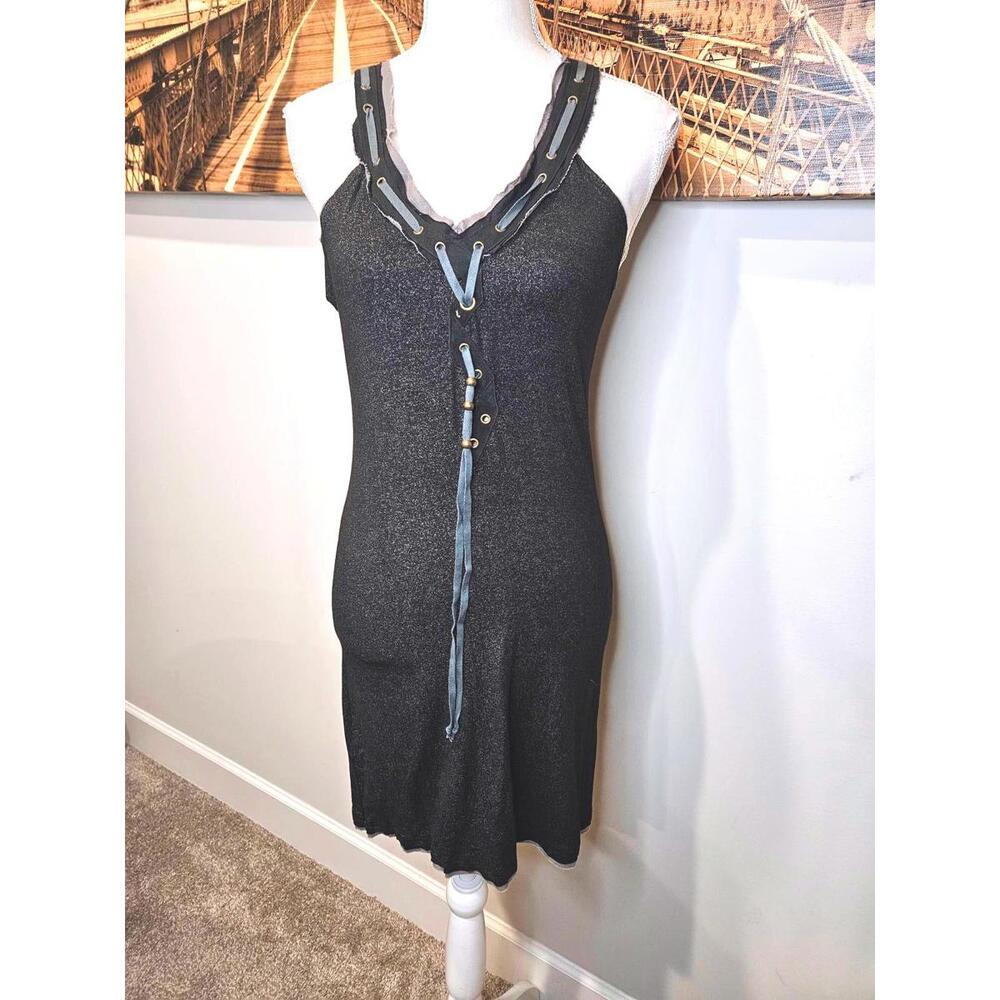 MurMur Sparkle Grunge Black Lace-Up Dress 545